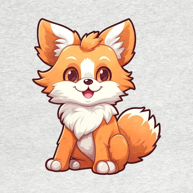 cute and mischievous fox with a fluffy tail by Ginstore